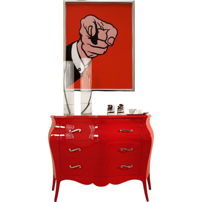 Cassettiera sagomata 3 cassetti legno laccato rosso lucido 105x42x85 - Mobili 2G