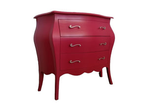 Cassettiera sagomata 3 cassetti legno laccato rosso opaco 99x41x85 - Mobili 2G