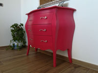 Cassettiera sagomata 3 cassetti legno laccato rosso opaco 99x41x85 - Mobili 2G