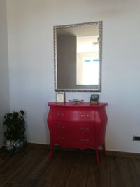 Cassettiera sagomata 3 cassetti legno laccato rosso opaco 99x41x85 - Mobili 2G