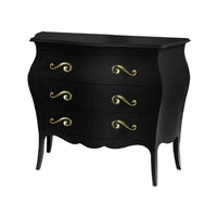 Cassettiera sagomata 3 cassetti legno nero opaco oro 116x42x85 - Mobili 2G