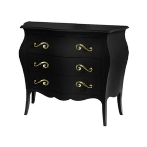 Cassettiera sagomata 3 cassetti legno nero opaco oro 116x42x85 - Mobili 2G