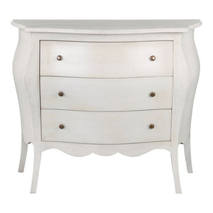 Cassettiera sagomata 3 cassetti legno shabby bianco anticato 116x42x85 - Mobili 2G