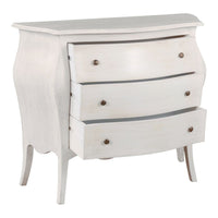 Cassettiera sagomata 3 cassetti legno shabby bianco anticato 116x42x85 - Mobili 2G