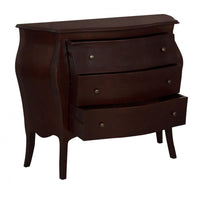 Cassettiera sagomata classica 3 cassetti legno tinta noce scuro 116x45x85 - Mobili 2G