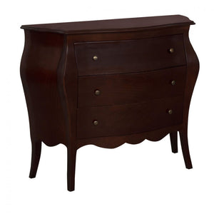 Cassettiera sagomata classica 3 cassetti legno tinta noce scuro 116x45x85 - Mobili 2G