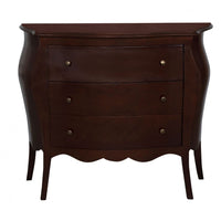 Cassettiera sagomata classica 3 cassetti legno tinta noce scuro 116x45x85 - Mobili 2G