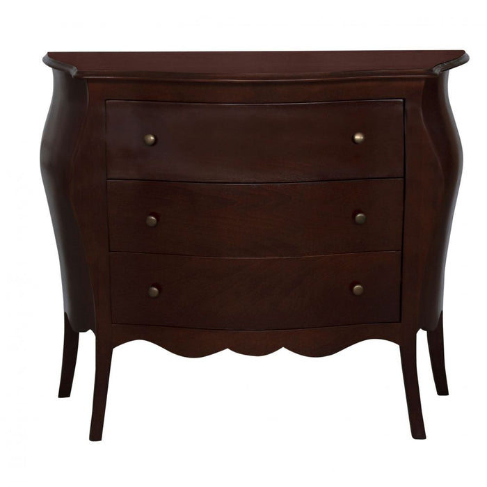 Cassettiera sagomata classica 3 cassetti legno tinta noce scuro 116x45x85 - Mobili 2G