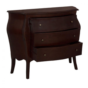 Cassettiera sagomata classica 3 cassetti legno tinta noce scuro 116x45x85 - Mobili 2G