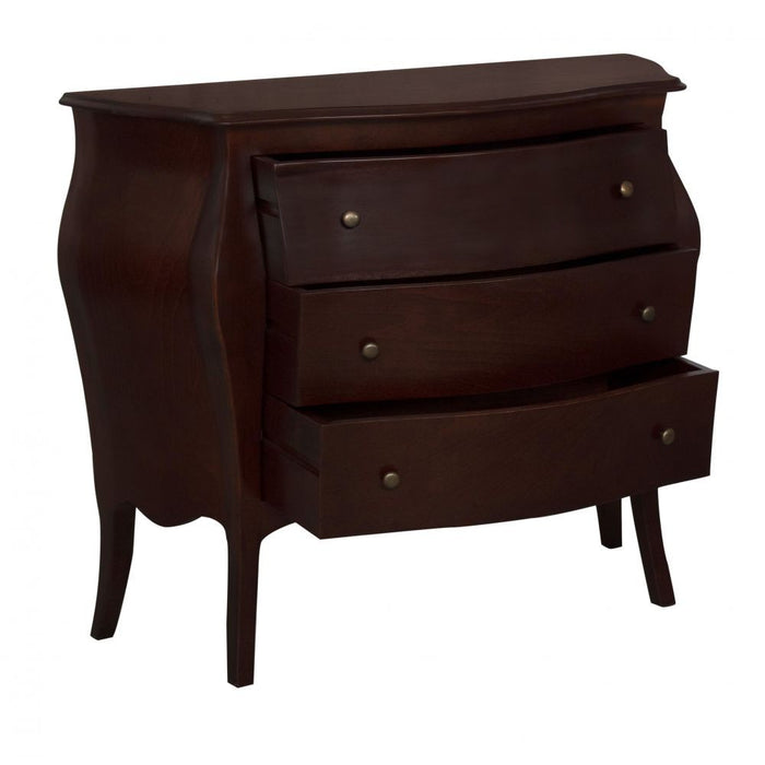 Cassettiera sagomata classica 3 cassetti legno tinta noce scuro 116x45x85 - Mobili 2G