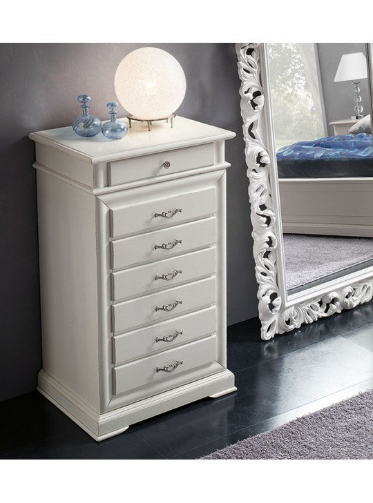 Cassettiera settimanale in legno bianco 7 cassetti 71x53x117 - Mobili 2G