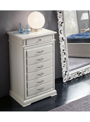 Cassettiera settimanale in legno bianco 7 cassetti 71x53x117 - Mobili 2G