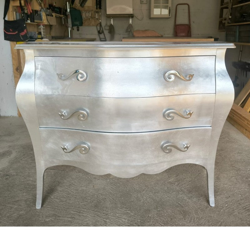 Comò 3 cassetti bombato 116*45*85 argento (1914) - Mobili 2G