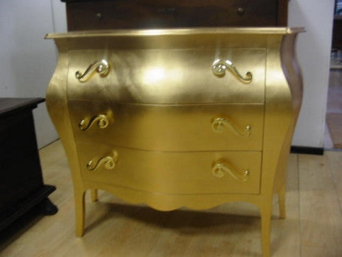 Comò 3 cassetti bombato 116x45x85xoro (1311) - Mobili 2G