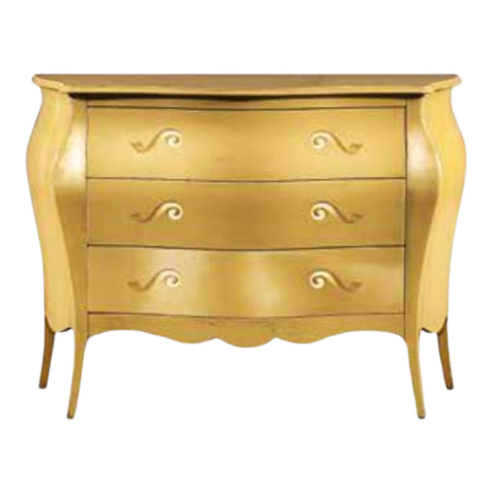 Comò 3 cassetti bombato 116x45x85xoro (1311) - Mobili 2G