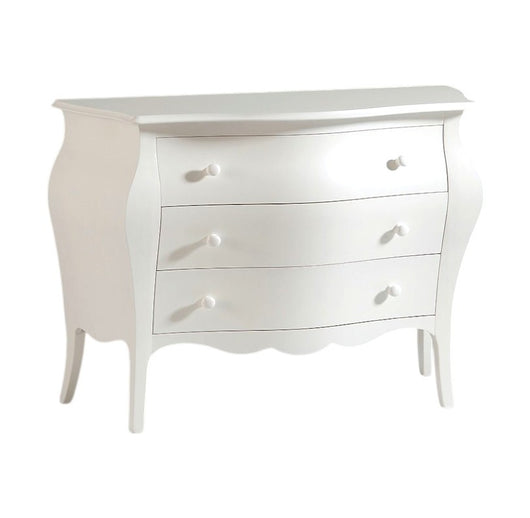 Comò 3 cassetti bombato shabby legno bianco opaco 116x42x85 (1020) - Mobili 2G