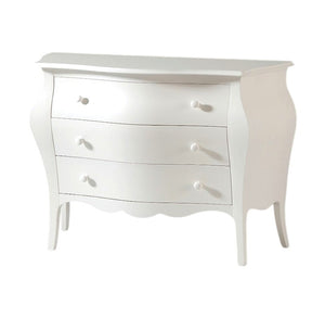 Comò 3 cassetti bombato shabby legno bianco opaco 116x42x85 (1020) - Mobili 2G