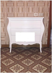 Comò 3 cassetti bombato shabby legno bianco opaco 116x42x85 (1020) - Mobili 2G