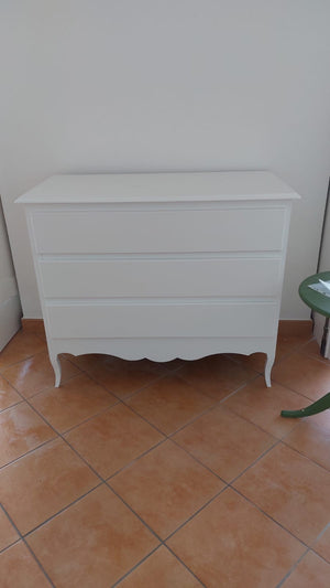 Como' 3 cassetti classico sagomato bianco 107x52x89 (1305) - Mobili 2G