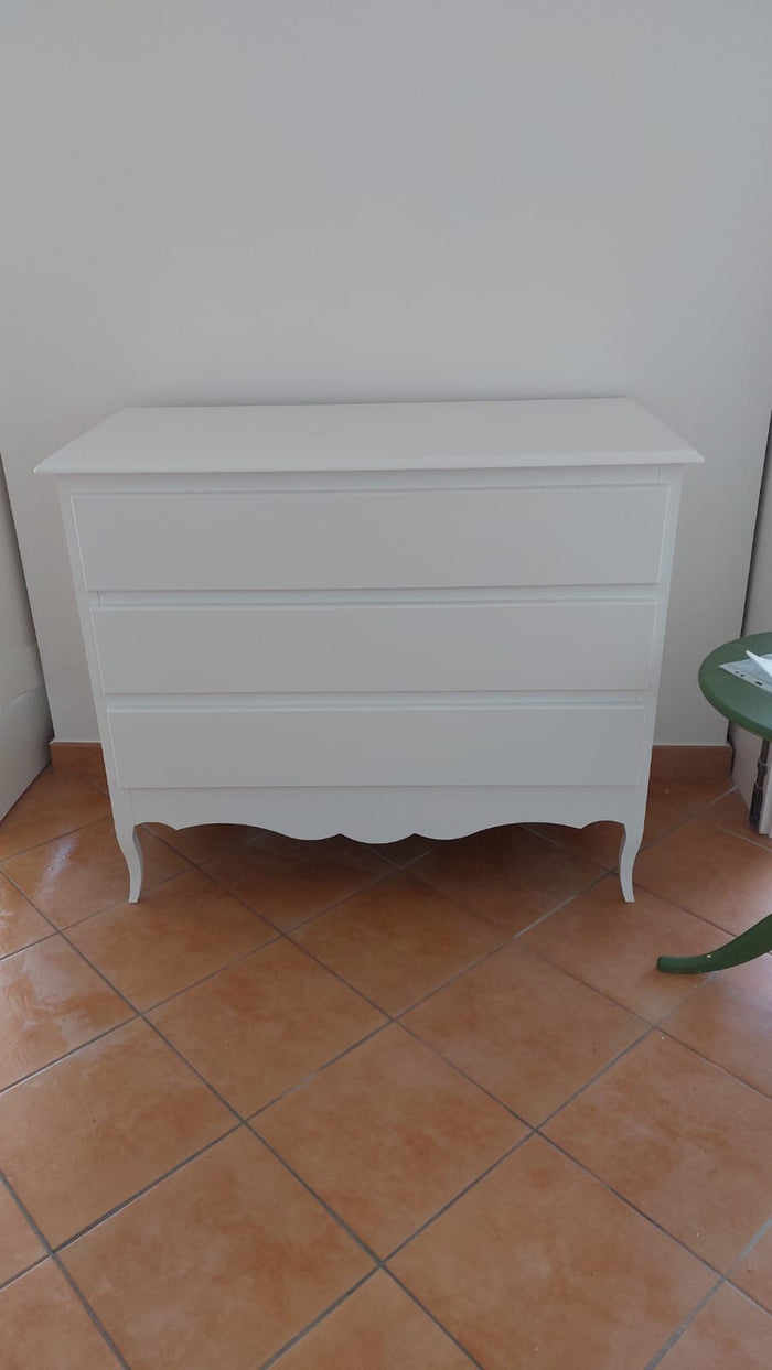 Como' 3 cassetti classico sagomato bianco 107x52x89 (1305) - Mobili 2G