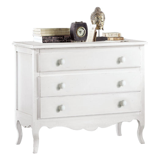 Como' 3 cassetti classico sagomato bianco 107x52x89 (1305) - Mobili 2G