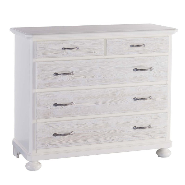 Como 5 cassetti in legno bianco spazzolato l.118 p.52 h.99 (2214) - Mobili 2G