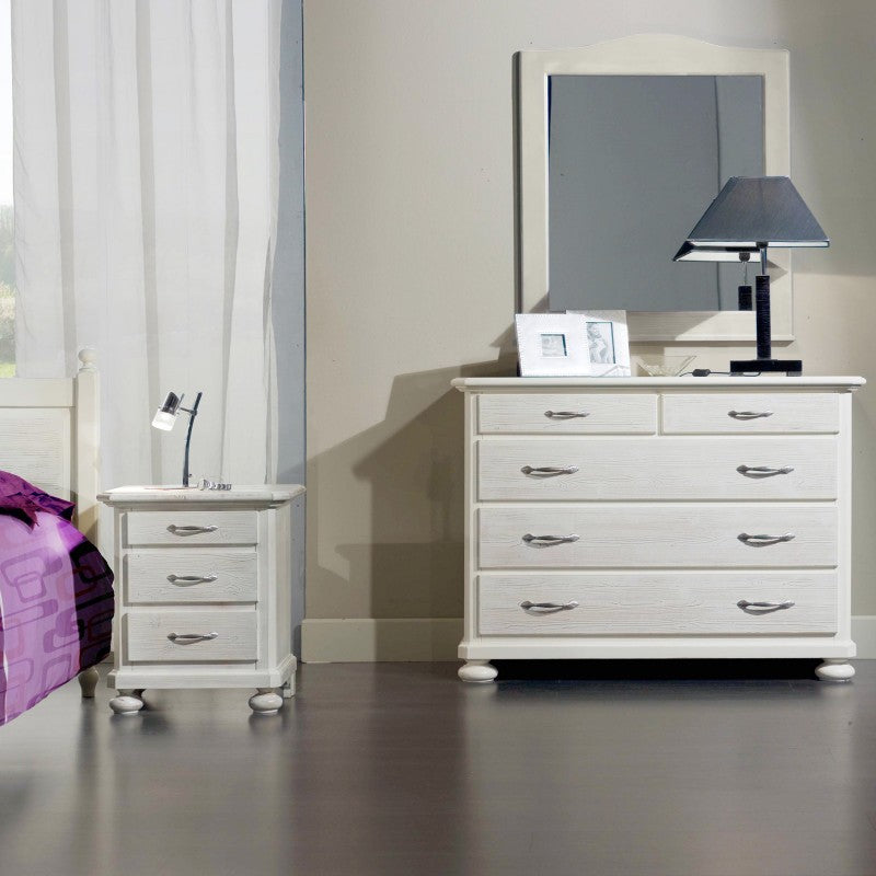 Como 5 cassetti in legno bianco spazzolato l.118 p.52 h.99 (2214) - Mobili 2G