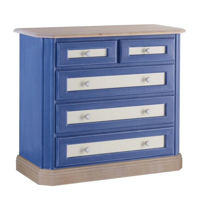 Como 5 cassetti in legno blu e miele l.102 p.48 h.90 (2218) - Mobili 2G