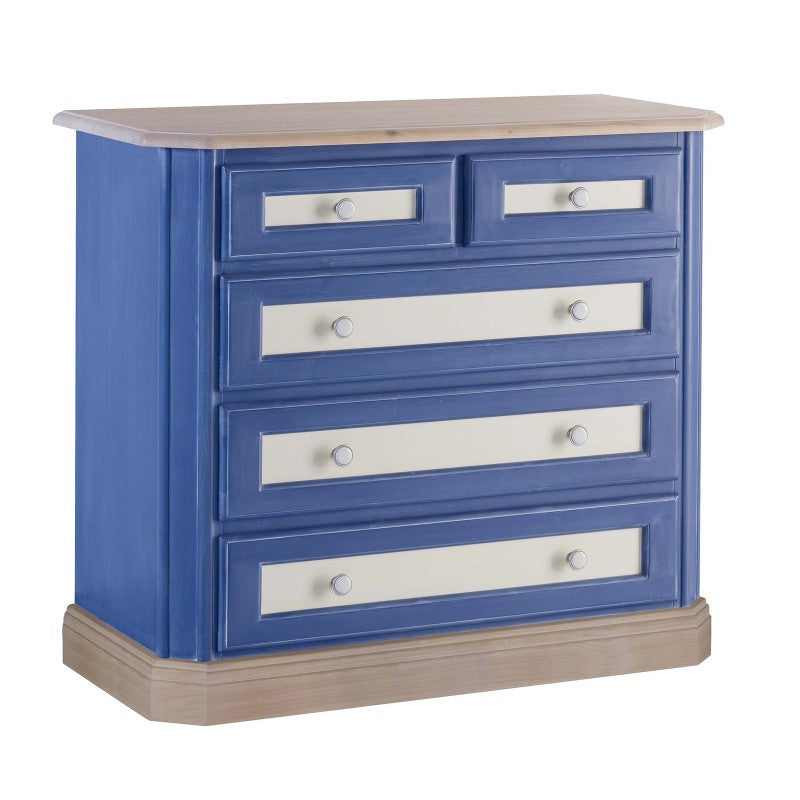 Como 5 cassetti in legno blu e miele l.102 p.48 h.90 (2218) - Mobili 2G