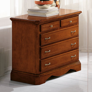 Como' arte povera legno 5 cassetti intarsiato tinta noce l.90 x p.45 h.84 (267) - Mobili 2G