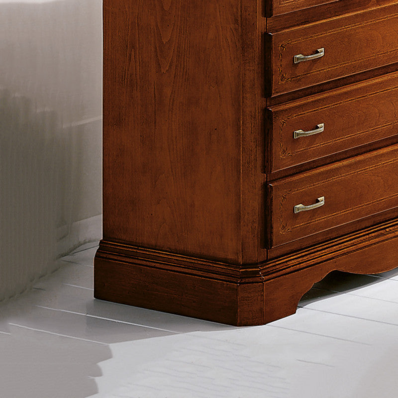 Como' arte povera legno 5 cassetti intarsiato tinta noce l.90 x p.45 h.84 (267) - Mobili 2G