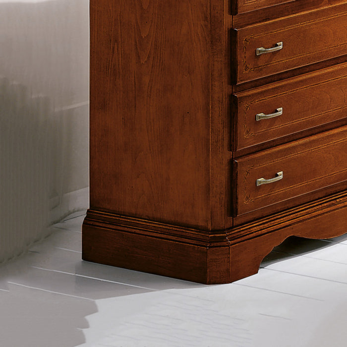 Como' arte povera legno 5 cassetti intarsiato tinta noce l.90 x p.45 h.84 (267) - Mobili 2G