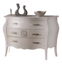 ComÃ’ bomabato laccato bianco con decori argento 118x50x85