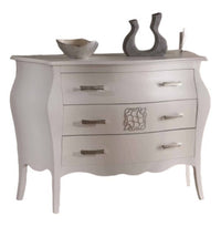 ComÃ’ bomabato laccato bianco con decori argento 118x50x85