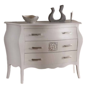 ComÃ’ bomabato laccato bianco con decori argento 118x50x85