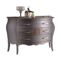 Como' bombato 3 cassetti legno grigio spigolato 118x50x85