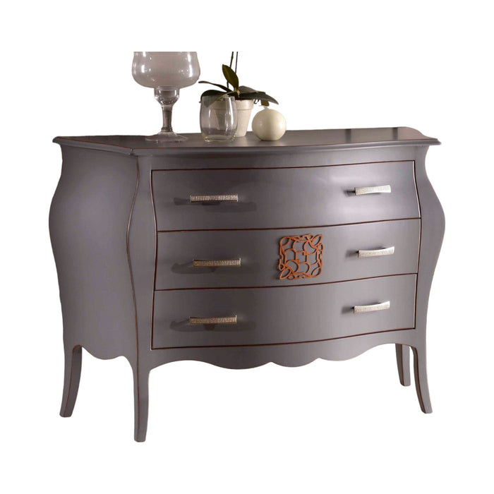 Como' bombato 3 cassetti legno grigio spigolato 118x50x85