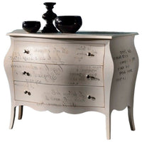 ComÃ’ bombato avorio patinato shabby scritte 118x50x85