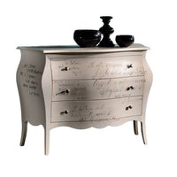 ComÃ’ bombato avorio patinato shabby scritte 118x50x85