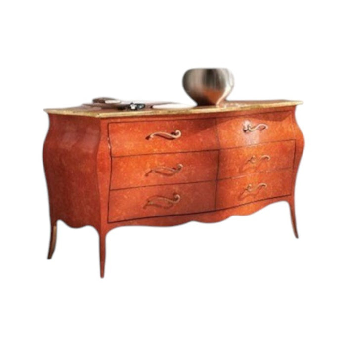 ComÒ bombato classico 6 cassetti arancione oro 162x58 x85 (3246) - Mobili 2G
