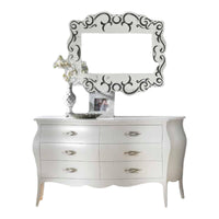 ComÒ bombato classico 6 cassetti bianco perlato 162x58x85 (3246) - Mobili 2G