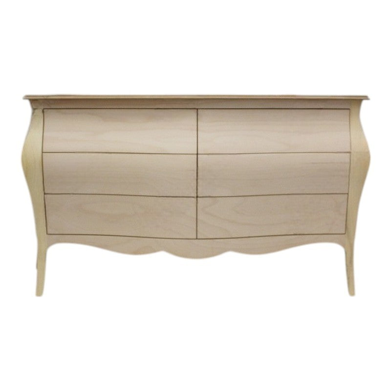 ComÒ bombato classico 6 cassetti shabby bianco opaco 162x58x85 - Mobili 2G