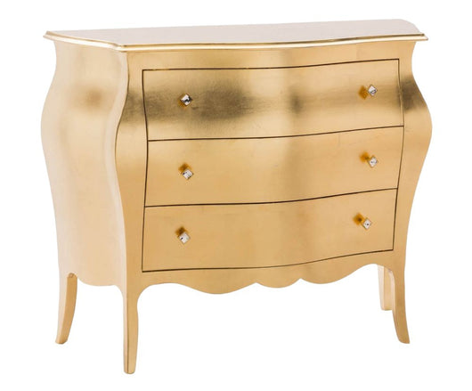 Comò bombato legno foglia oro pomolo swarovski 116x45x85 - Mobili 2G