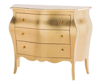 Comò bombato legno foglia oro pomolo swarovski 116x45x85 - Mobili 2G