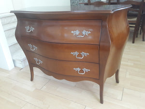 Comò classico bombato legno 3 cassetti tinta noce 105x42x85 - Mobili 2G