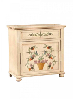 ComÃ’ in legno avorio pennellato con decori