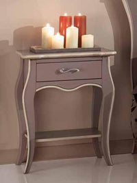 Comodino 1 cassetto 1 ripiano laccato tortora anticato con profilo avorio misure l.54 p.36 h.69 (1480) - Mobili 2G