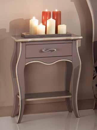 Comodino 1 cassetto 1 ripiano laccato tortora anticato con profilo avorio misure l.54 p.36 h.69 (1480) - Mobili 2G