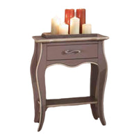 Comodino 1 cassetto 1 ripiano laccato tortora anticato con profilo avorio misure l.54 p.36 h.69 (1480) - Mobili 2G