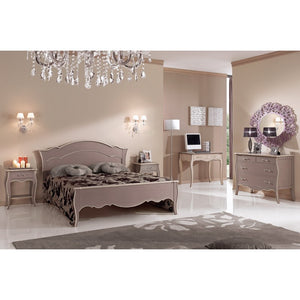 Comodino 1 cassetto 1 ripiano laccato tortora anticato con profilo avorio misure l.54 p.36 h.69 (1480) - Mobili 2G